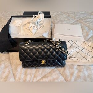 Chanel Classic Double Flap Bag Black Caviar Gold Hardware